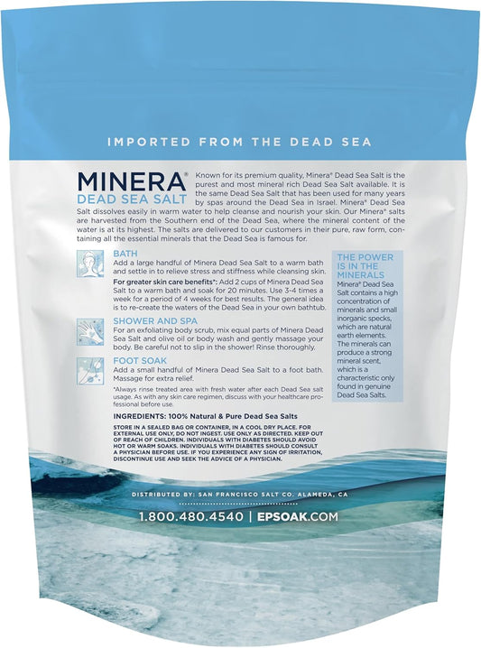 Dead Sea Salt, 100% Pure & Natural, 19 Lbs. Fine Grain (0-1.7 Mm) Bulk Bag, Easily Dissolving Dead Sea Salts for Soaking & Bathing, Skin Nourishing Fine Sea Salt, Unscented